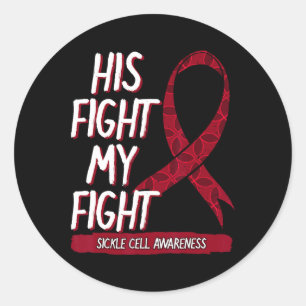 Sickle Cell Awareness Burgundy Ribbon Blood Disord Classic Round Sticker
