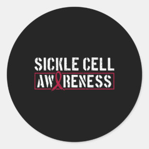 Sickle Cell Awareness Burgundy Ribbon Classic Round Sticker