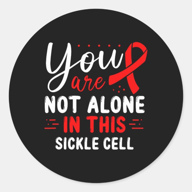 Sickle Cell Awareness Burgundy Ribbon Disease Fami Classic Round Sticker (Front)