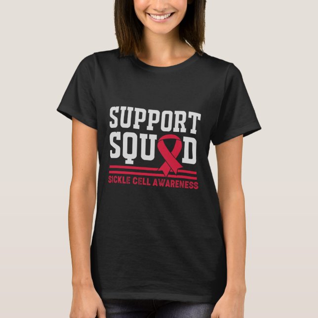Sickle Cell Awareness Burgundy Ribbon Support Squa T-Shirt (Front)