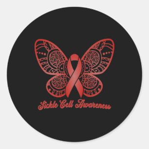 Sickle Cell Awareness Butterfly Ribbon Sickle Cell Classic Round Sticker