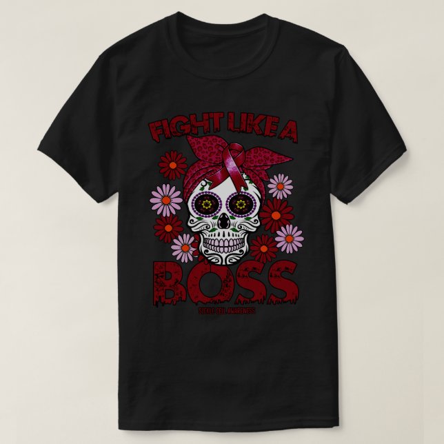 Sickle Cell Awareness fight like a boss T-Shirt (Design Front)