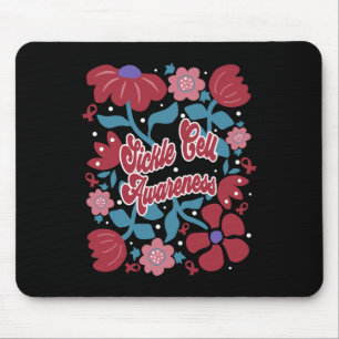 Sickle Cell Awareness Groovy Burgundy Flower Art R Mouse Mat