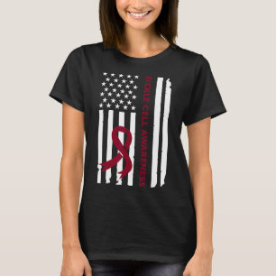 Sickle Cell Awareness Month Burgundy Ribbon Americ T-Shirt