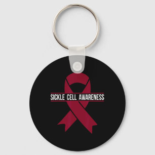 Sickle Cell Awareness Month Burgundy Ribbon Key Ring