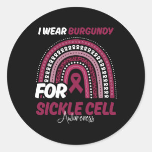 Sickle Cell Awareness Month Burgundy Ribbon Rainbo Classic Round Sticker