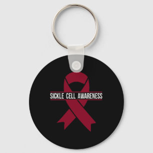 Sickle Cell Awareness Month Small Burgundy Ribbon Key Ring