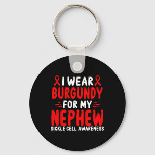 Sickle Cell Awareness Nephew Aunt Burguny Ribbon Key Ring