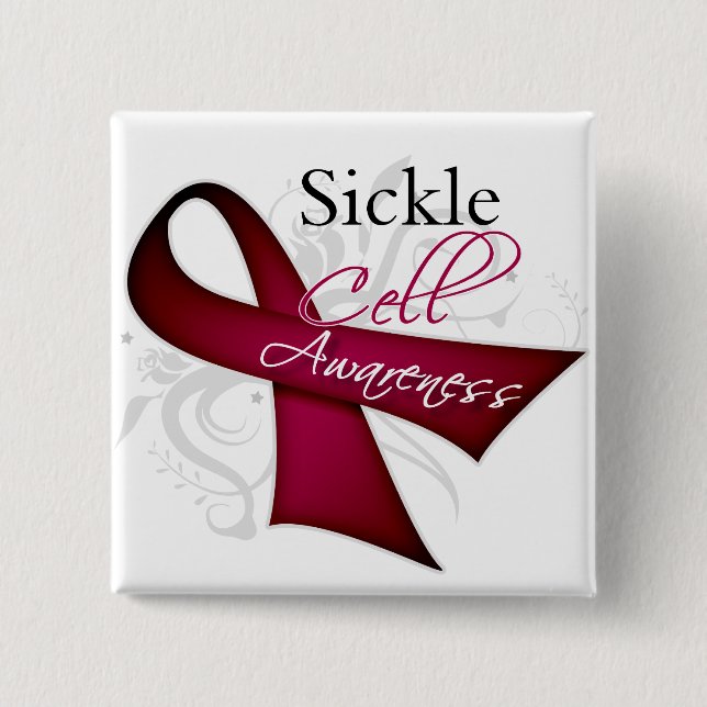 Sickle Cell Awareness Ribbon 15 Cm Square Badge (Front)