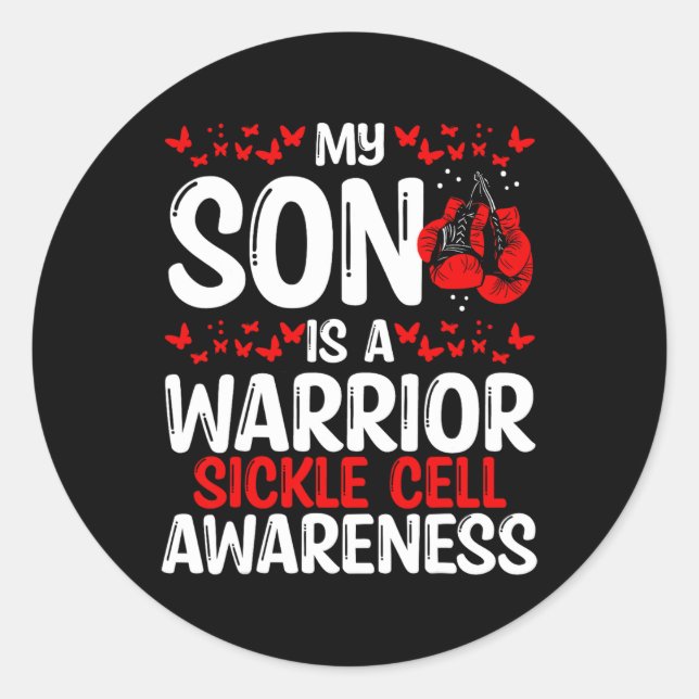 Sickle Cell Awareness Ribbon Survivor My Son Is A  Classic Round Sticker (Front)