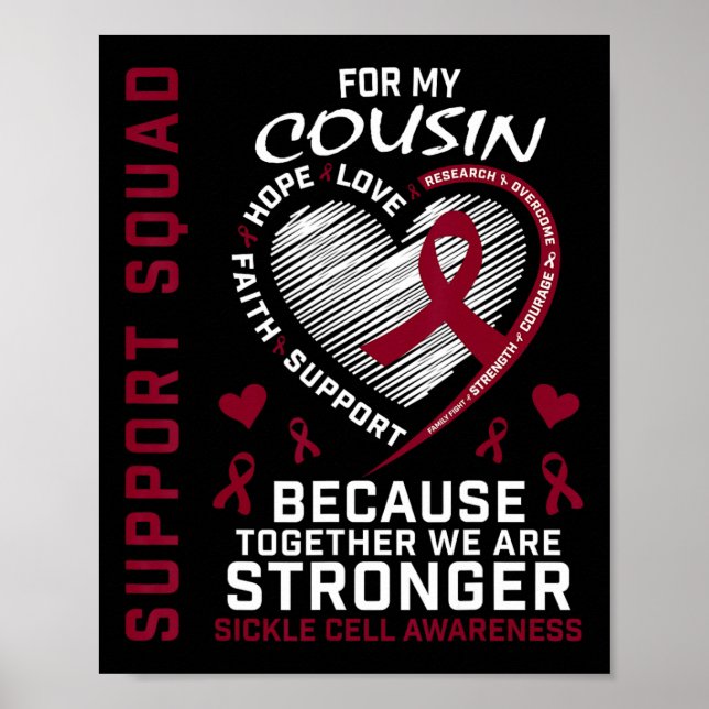 Sickle Cell Awareness Shirt Cousin Support Group S Poster (Front)