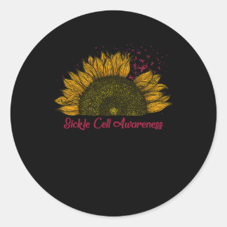 Sickle Cell Awareness Sunflower Burgundy Ribbon An Classic Round Sticker