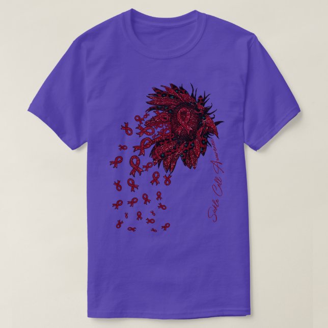 Sickle Cell Awareness Sunflower ribbon flowers fal T-Shirt (Design Front)
