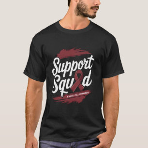 Sickle Cell Awareness Support Squad Burgundy Ribbo T-Shirt