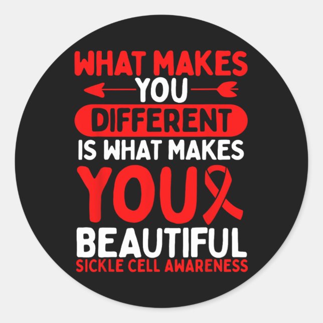 Sickle Cell Awareness Warrior Survivor Burgundy Ri Classic Round Sticker (Front)