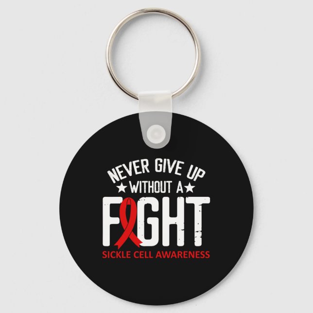 Sickle Cell Awareness Without A Fight Burgundy Rib Key Ring (Front)