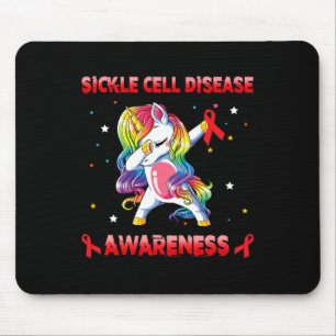 Sickle Cell Disease Awareness Unicorn Dabbing Red Mouse Mat
