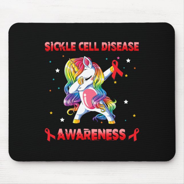 Sickle Cell Disease Awareness Unicorn Dabbing Red  Mouse Mat (Front)