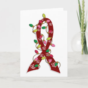 Sickle Cell Disease Christmas Lights Ribbon Holiday Card