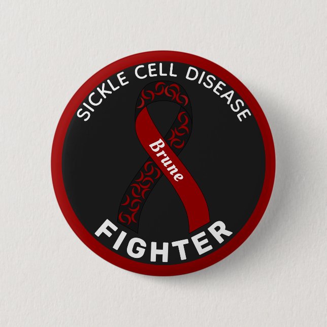 Sickle Cell Disease Fighter Ribbon Black Button (Front)
