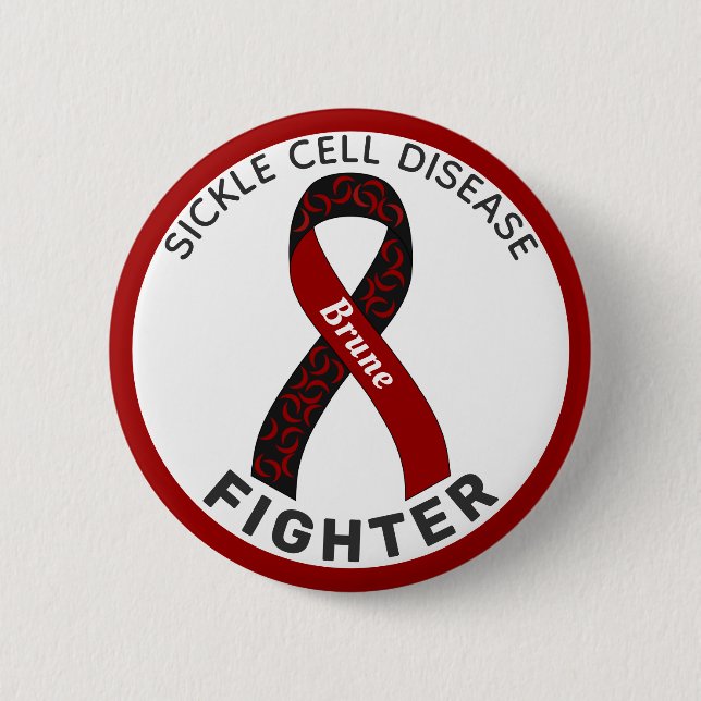 Sickle Cell Disease Fighter Ribbon White Button (Front)