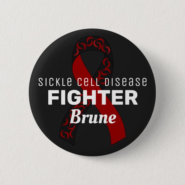 Sickle Cell Disease Ribbon Black Button (Front)