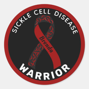 Sickle Cell Disease Warrior Ribbon Black Classic Round Sticker