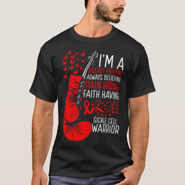 Sickle Cell Warrior Awareness Ribbon Disease Survi T-Shirt (Front)