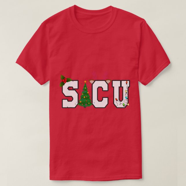 SICU Christmas Surgical Intensive e Unit Nurse Xma T-Shirt (Design Front)