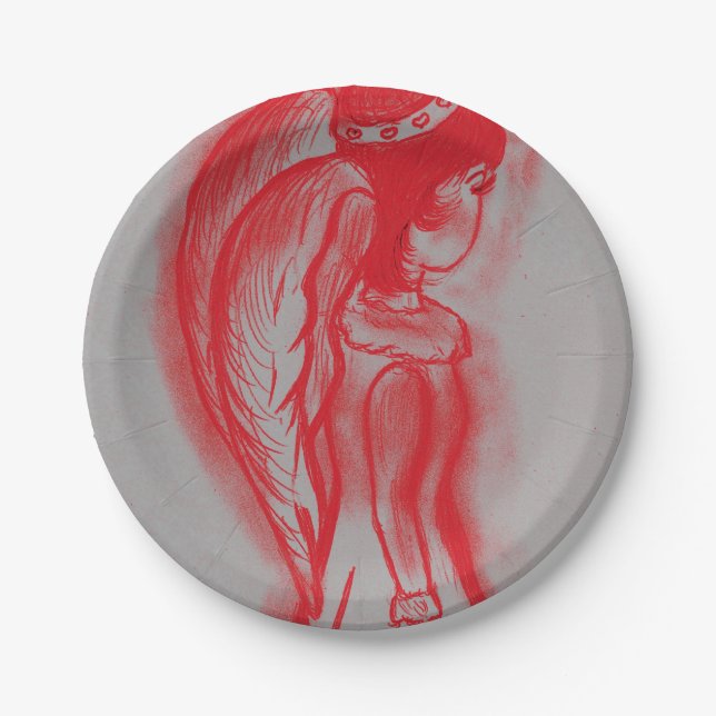 Side Angel in Red Paper Plate (Front)