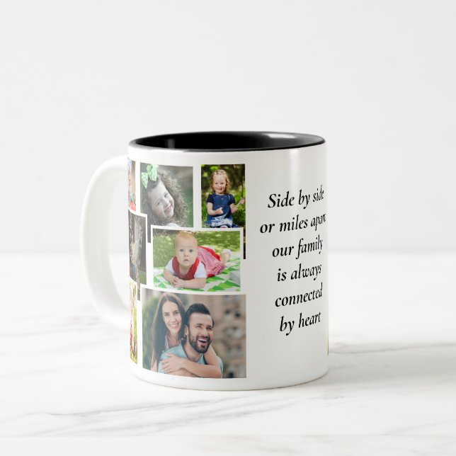 Side by Side Miles Apart Family Photo Coffee Mug (Front Left)