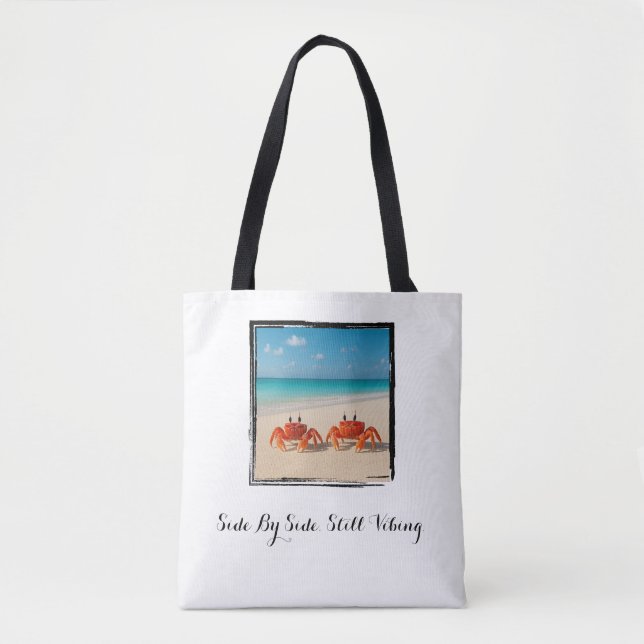 Side By Side. Still Vibing – Coastal Crabs Tote Bag (Front)