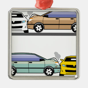 Side car crash metal tree decoration