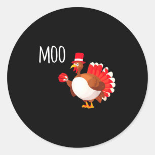 Side Eye Moo Turkey Funny Thanksgiving Autumn Fall Classic Round Sticker