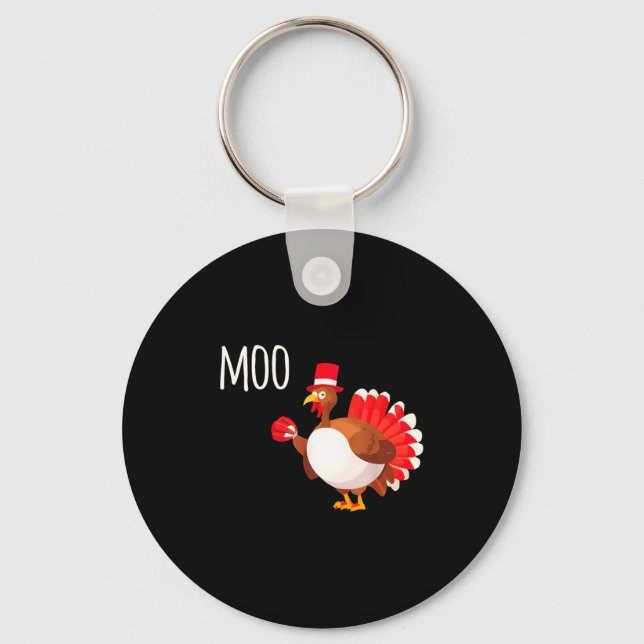 Side Eye Moo Turkey Funny Thanksgiving Autumn Fall Key Ring (Front)