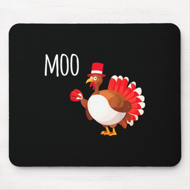 Side Eye Moo Turkey Funny Thanksgiving Autumn Fall Mouse Mat (Front)