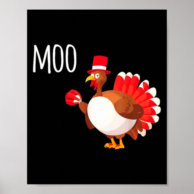 Side Eye Moo Turkey Funny Thanksgiving Autumn Fall Poster (Front)