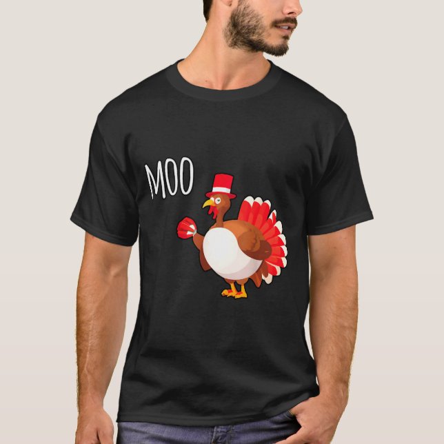 Side Eye Moo Turkey Funny Thanksgiving Autumn Fall T-Shirt (Front)