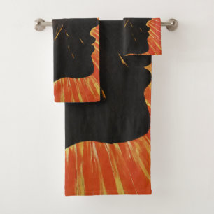 Side Face & Sun Sunrise Metaphysical Art Bath Towel Set