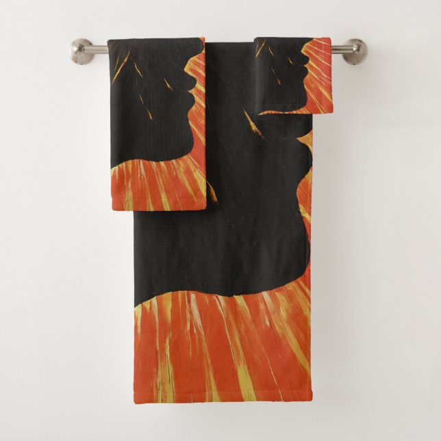 Side Face & Sun | Sunrise Metaphysical Art Bath Towel Set (Insitu)