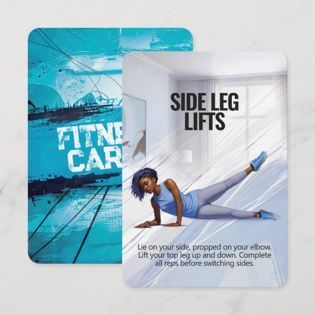 Side Leg Lifts Fitness Card with Blue Backing (Front/Back)