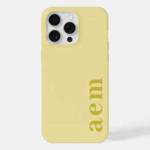 Side Monogram Initials Pale Yellow Minimalist iPhone 15 Pro Max Case