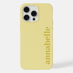 Side Monogram Name Pale Yellow & Green Minimalist iPhone 15 Pro Max Case