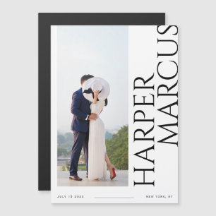 Side Names Modern Photo Save the Date Magnet Card