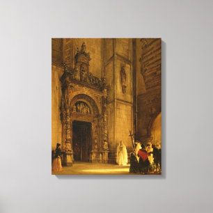 Side portal of Como Cathedral, 1850 Canvas Print