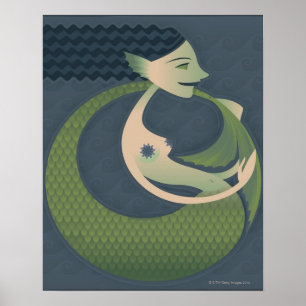 Side profile of a mermaid poster