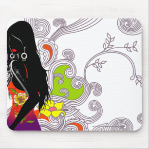 Side profile of a woman posing mouse mat