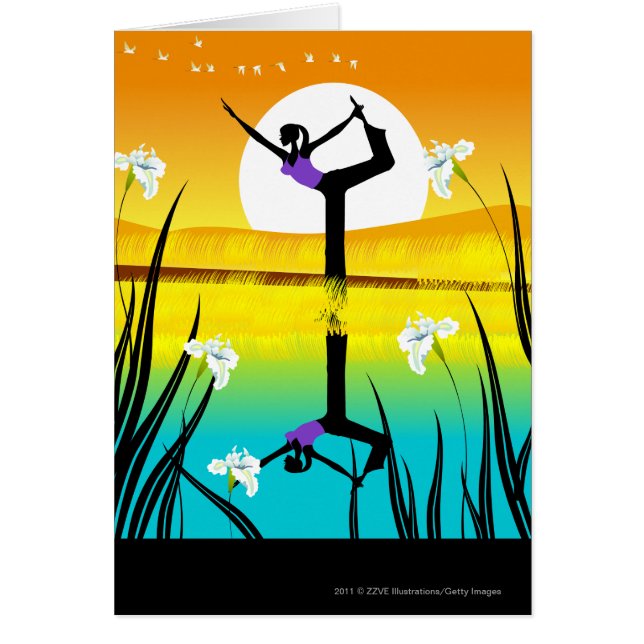 Side profile of a woman practicing yoga (Front)