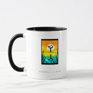 Side profile of a woman practicing yoga mug