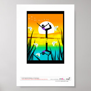 Side profile of a woman practicing yoga poster